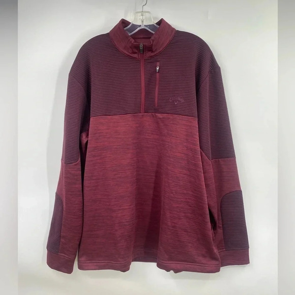 Callaway Mens Half Zip Long Sleeve Red/burgundy Pullover Size XL - Picture 1 of 7